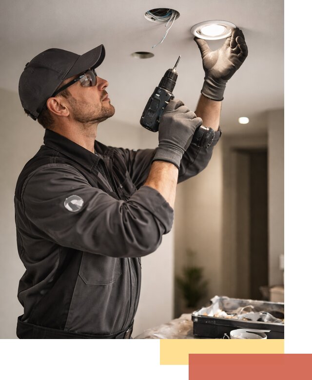 Установка точечных светильников в натяжной потолок в Истре