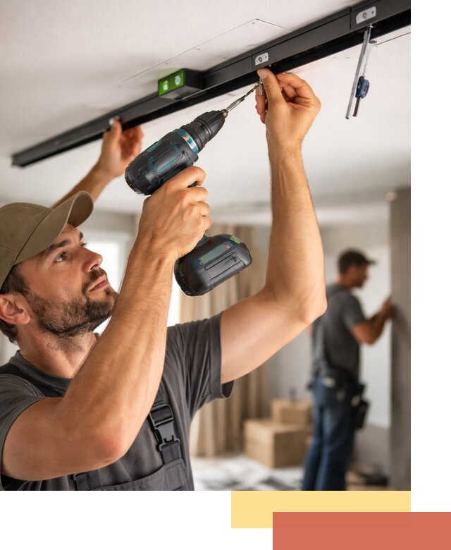 Установка трековых светильников в натяжной потолок в Истре