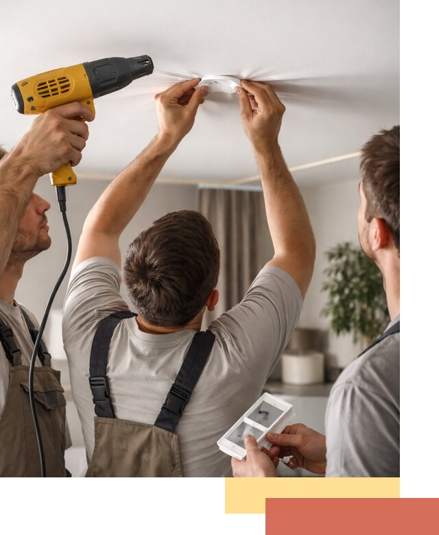 Ремонт прокола полотна натяжного потолка в Истре