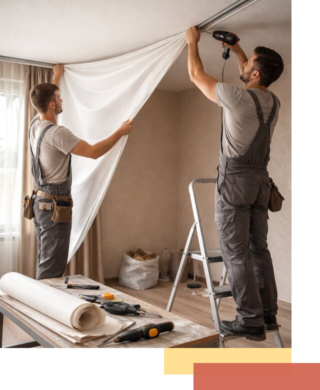 Замена полотна натяжного потолка в Истре быстро и качественно