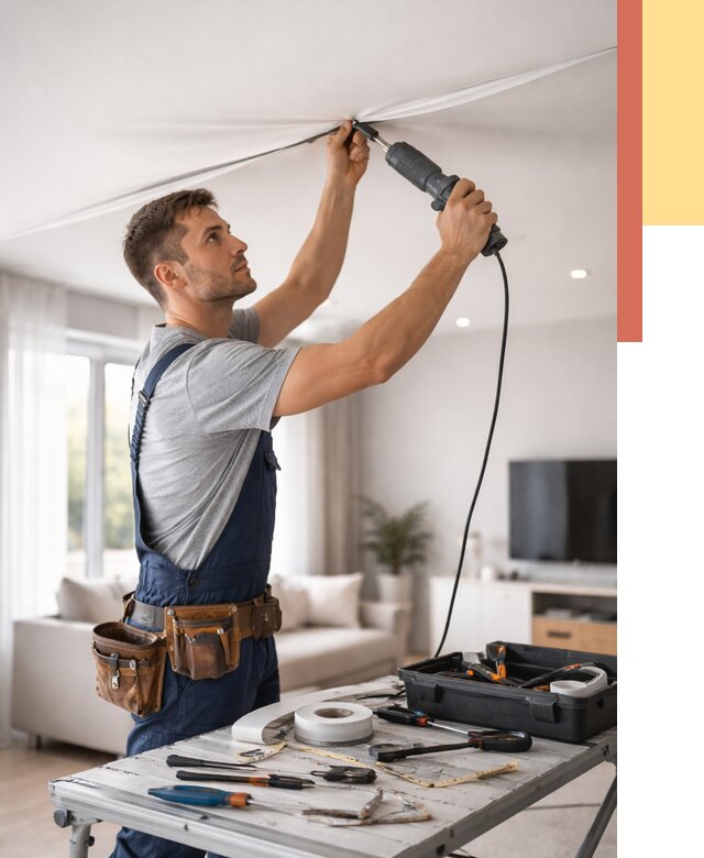 Ремонт натяжных потолков в Истре от 9652 руб. под ключ — ОТДЕЛОЧНИК-Ста