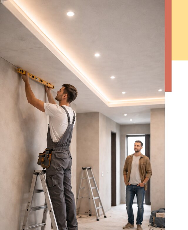 Потолок из гипсокартона с подсветкой в Истре от 762 руб./м2 под ключ | ОТДЕЛОЧНИК-Ста