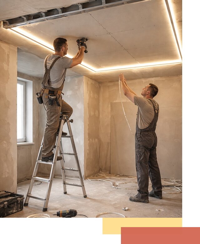 Потолок из гипсокартона с подсветкой в Истре