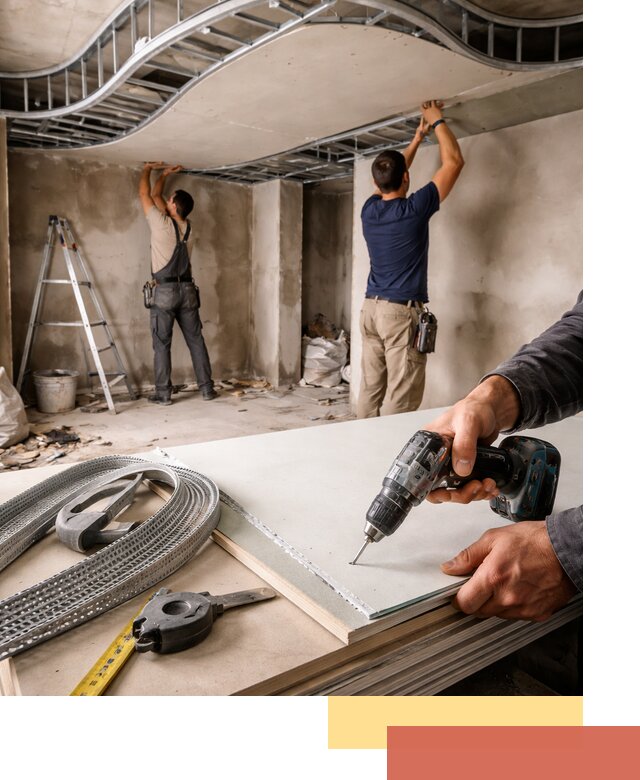 Криволинейный потолок из гипсокартона в Истре — монтаж и отделка