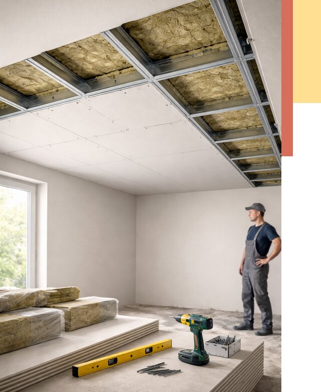 Звукоизоляция потолка ГКЛ в Истре от 965 руб. — монтаж под ключ | ОТДЕЛОЧНИК-Ста