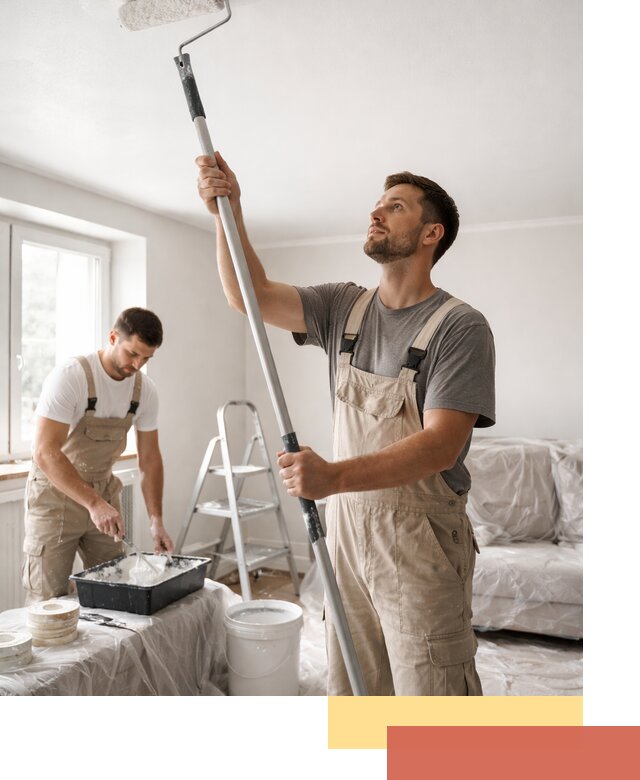 Покраска потолка водоэмульсионной краской в Истре