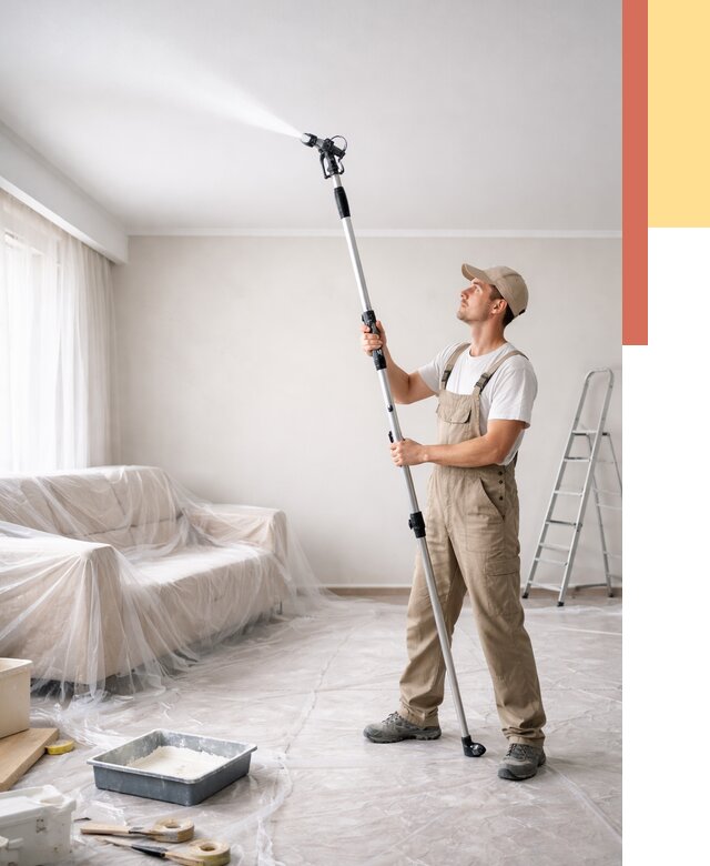 Покраска потолка краскопультом в Истре от 4572 руб. быстро и недорого | ОТДЕЛОЧНИК-Ста