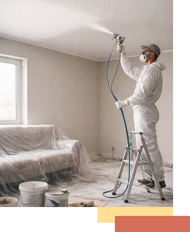 Покраска потолка краскопультом в Истре быстро и качественно