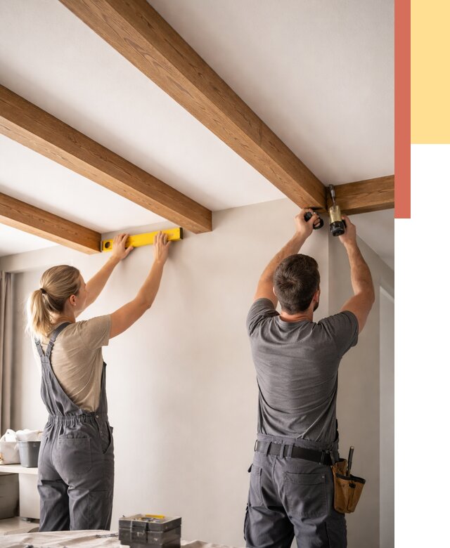 Монтаж декоративных балок на потолок в Истре от 4267 руб. — ОТДЕЛОЧНИК-Ста